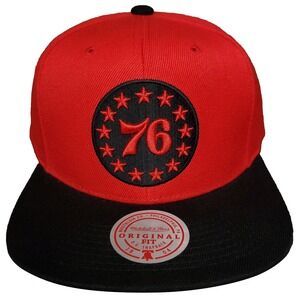 Philadelphia 76ers Mitchell &‎ Ness NBA Snapback Hat Cap 3D Logo Red Black NWT
